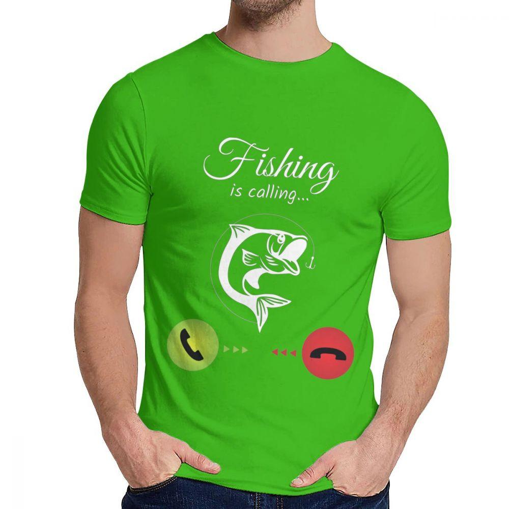 Cotton Fishing Is Calling T Shirt Unisex Design High Quality Fashion O Neck Homme Tee