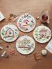 4 Pack Scenery DIY Embroidery Starter Kit with Embroidery Hoop Stitches Kit 30x30cm for Beginners Adults Hand Craft Lover Gift