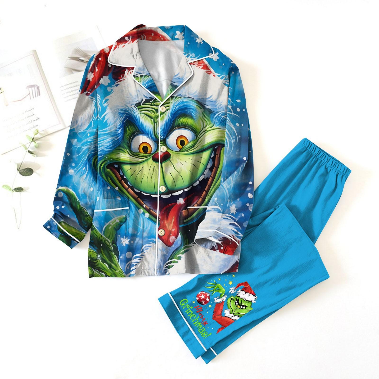 

Women s 2 Piece Printed Suit Long Sleeve Button Up Top Wide Leg Pants Suit Set Pajamas Home Casual Suit L