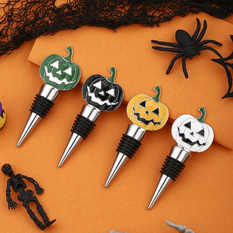 Halloween Wine Stopper In Pumpkin Shape, A Festive Gift, Zinc Alloy Wine Bottle Stopper for Preservation and Sealing
