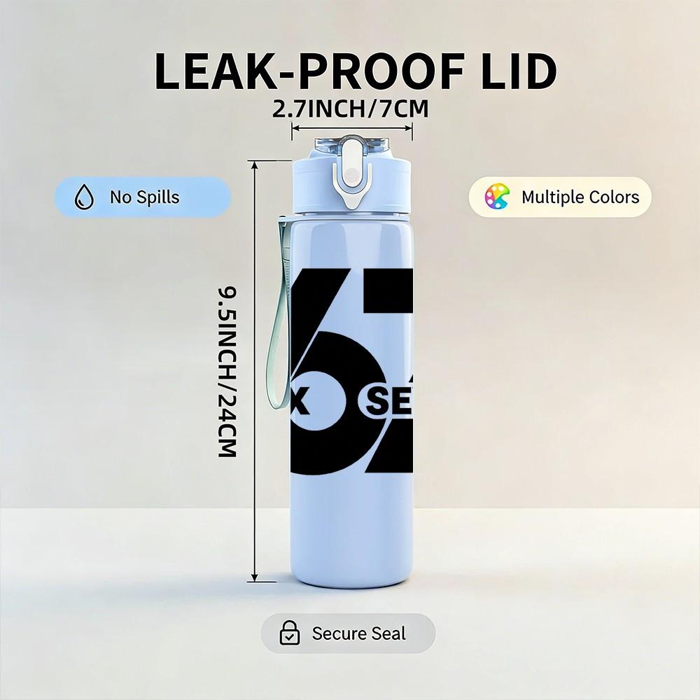 1PC Six Seven Monochrome Number Logo 750ml Color Plastic Sports Water Bottle Leakproof Flip Straw Lid Suitable for Sports Office Home Use
