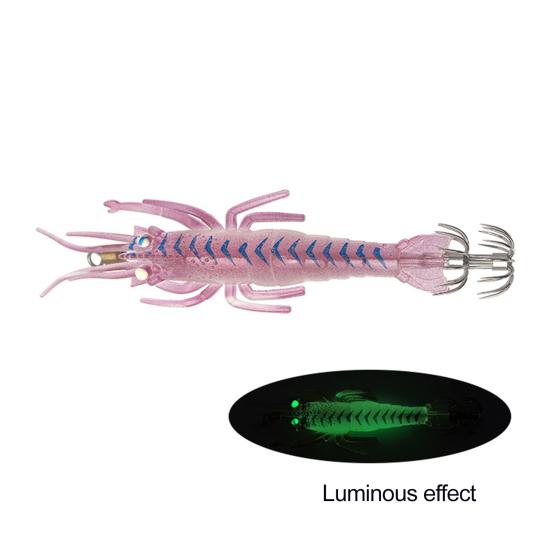 Soft Fishing Lure Shrimp-shaped Bait Realistic Looking Natural Swimming Posture Luminous Effect Artificial Lure with Sharp Hook