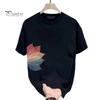 Men's Leaf Print T-shirt Cotton Round Neck Short-sleeved Top Summer Casual Loose Tee Shirt for Daily Life Sports Beaches
