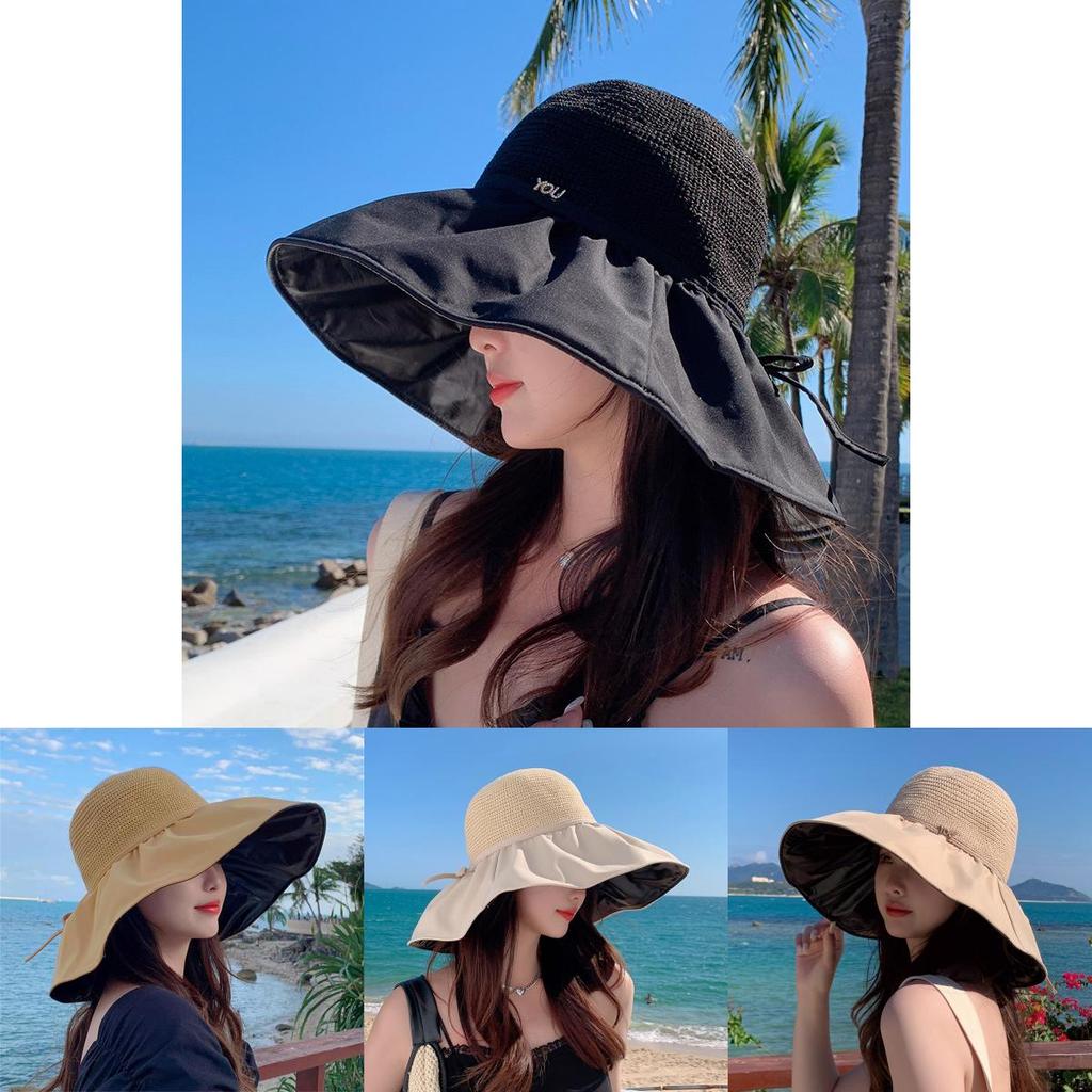 Black Vinyl Fisherman Hat With Wide Brim For Sun Protection Outdoor Summer Fashion Ladies
