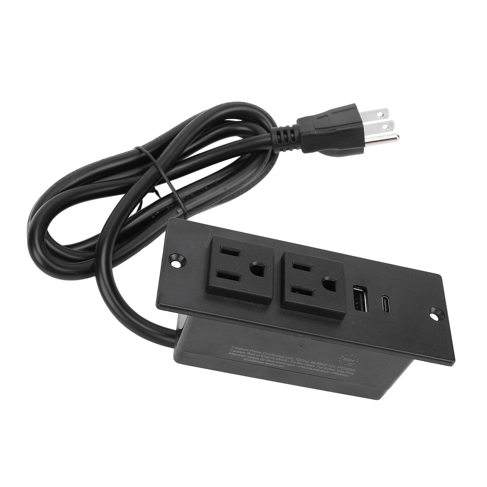 

Conference Recessed Power Strip Table Socket Furniture Outlet PD 20W Fast Charging 2 USB Ports 1.5m Cord