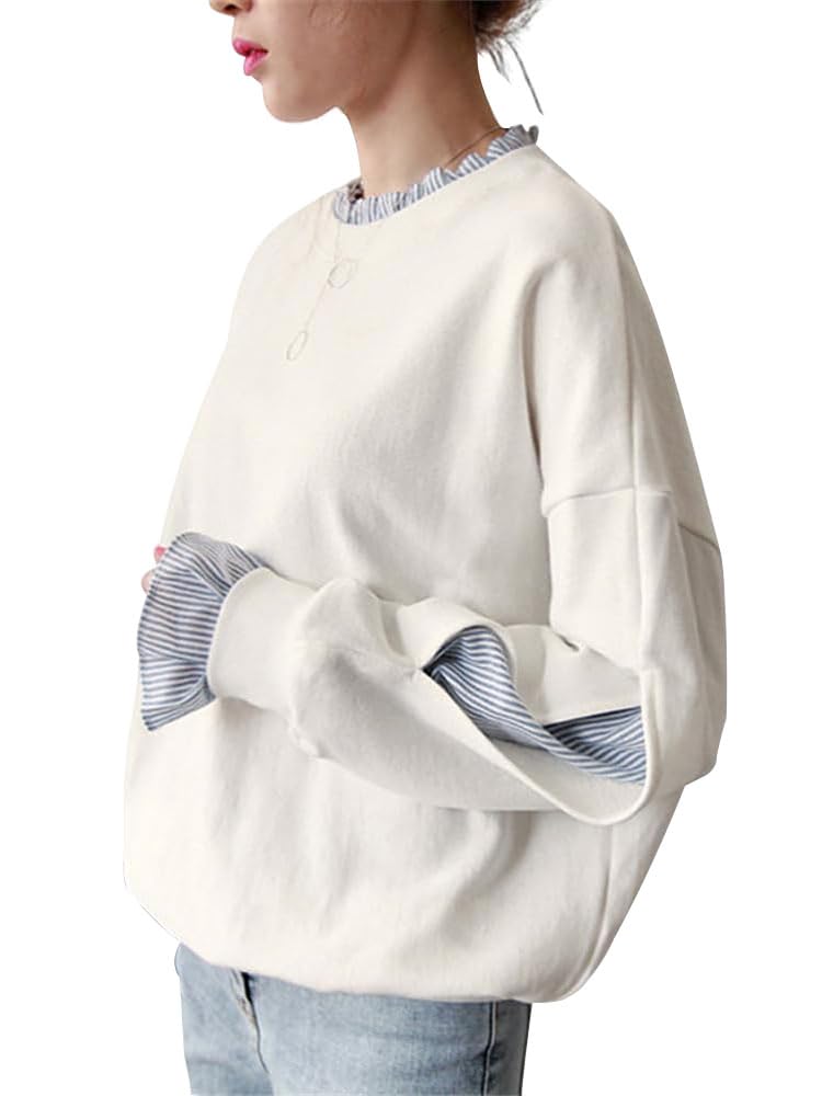MDMYXJP Layered Long Sleeve Striped Perfect for Everyday and MD367 Women's Hoodie, Sweatshirt, Flattering, Cute, Wear, Dates, Commuting, Spring,