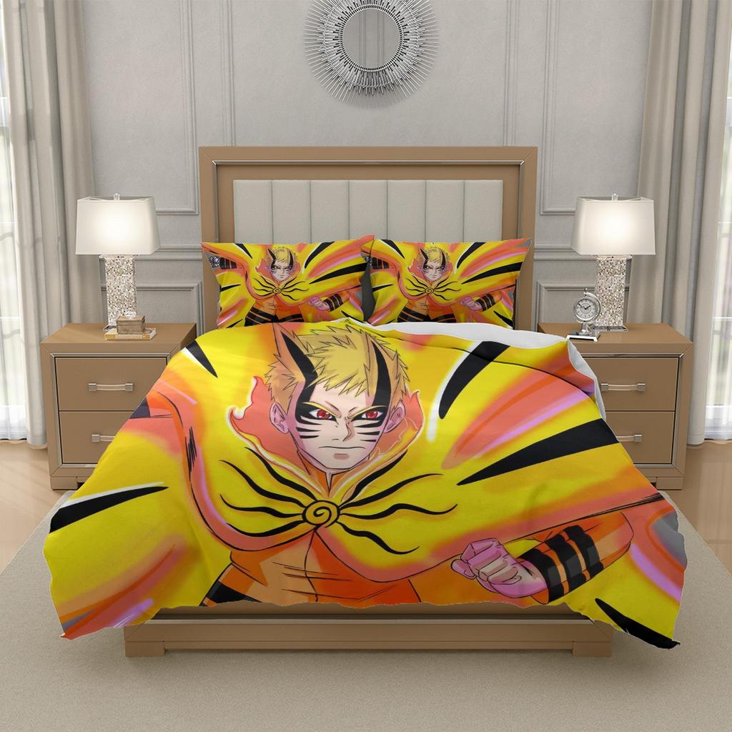 N-Naruto U-Uzumaki N-Naruto Anime Duvet Cover and Pillowcase Set Soft Polyester Boys Girls Bedroom Decor US UK EU AU DE Sizes