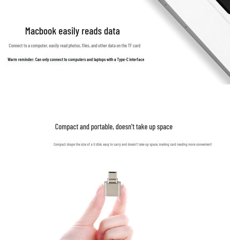 Mini-Metall-TF-Kartenleser für USB-C & Android-Geräte