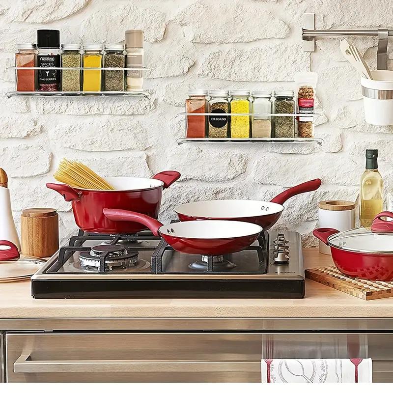 2pcs Wall Mount Spice Organizer, Metal Hanging Racks, Single Layer, Seasoning Shelf, Kitchen Shelf, Organizer Rack For Cupboard