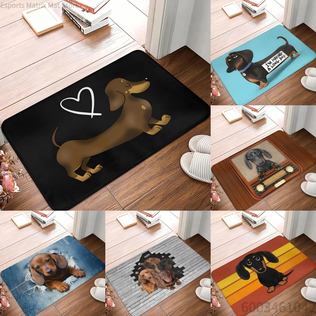Modern and Fun Dachshund Patterns DoorMat, Non-slip Carpet, Suitable for Living Room, Bedroom, Bathroom, Holiday Home Decorati