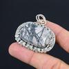 Natural Spider Web Jasper Gemstone Jewelry 925 Sterling Silver Pendant For Girls