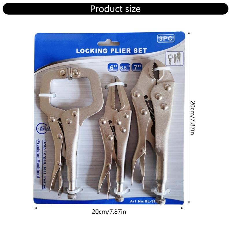 3Pcs C Clamp Locking Pliers Locking C Clamp Adjustable C Pliers Locking Plier For Woodworking Welding Electrician