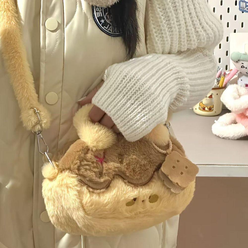

Sweet Desert Children Backpack with Plush Pendant Cartoon Shoulder Bag Outdoor білий