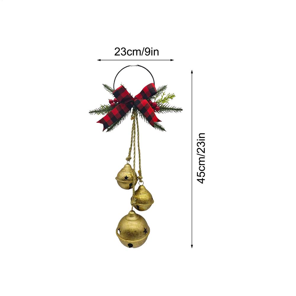 Christmas Tree Bell Ornaments Metal Rustic Festive Bowknot Tree Hanger Bells Christmas Farmhouse Ornaments For Front Door Home