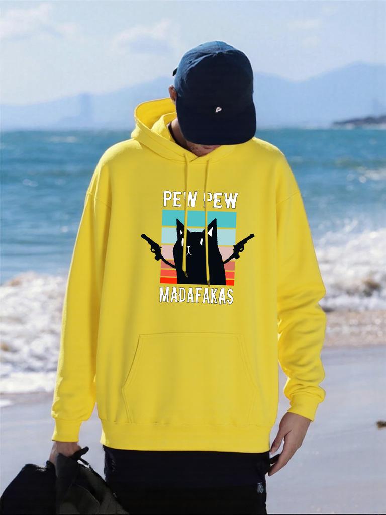 Pew Pew Madafakas Cats Prints Hoody Men Casual Oversized Pullover Autumn Fashion Hoodies Multicolor Pocket Male Sportswear