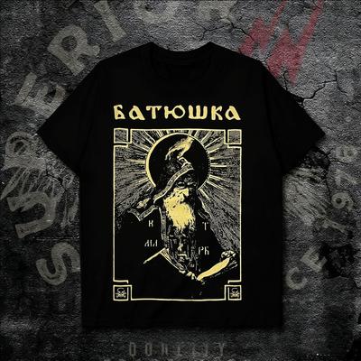 BATUSHKA Bands European Dark Rock Themed Vintage Printed Pure Cotton Tshirt for Men and Women Loose Fit Suitable for Summer
