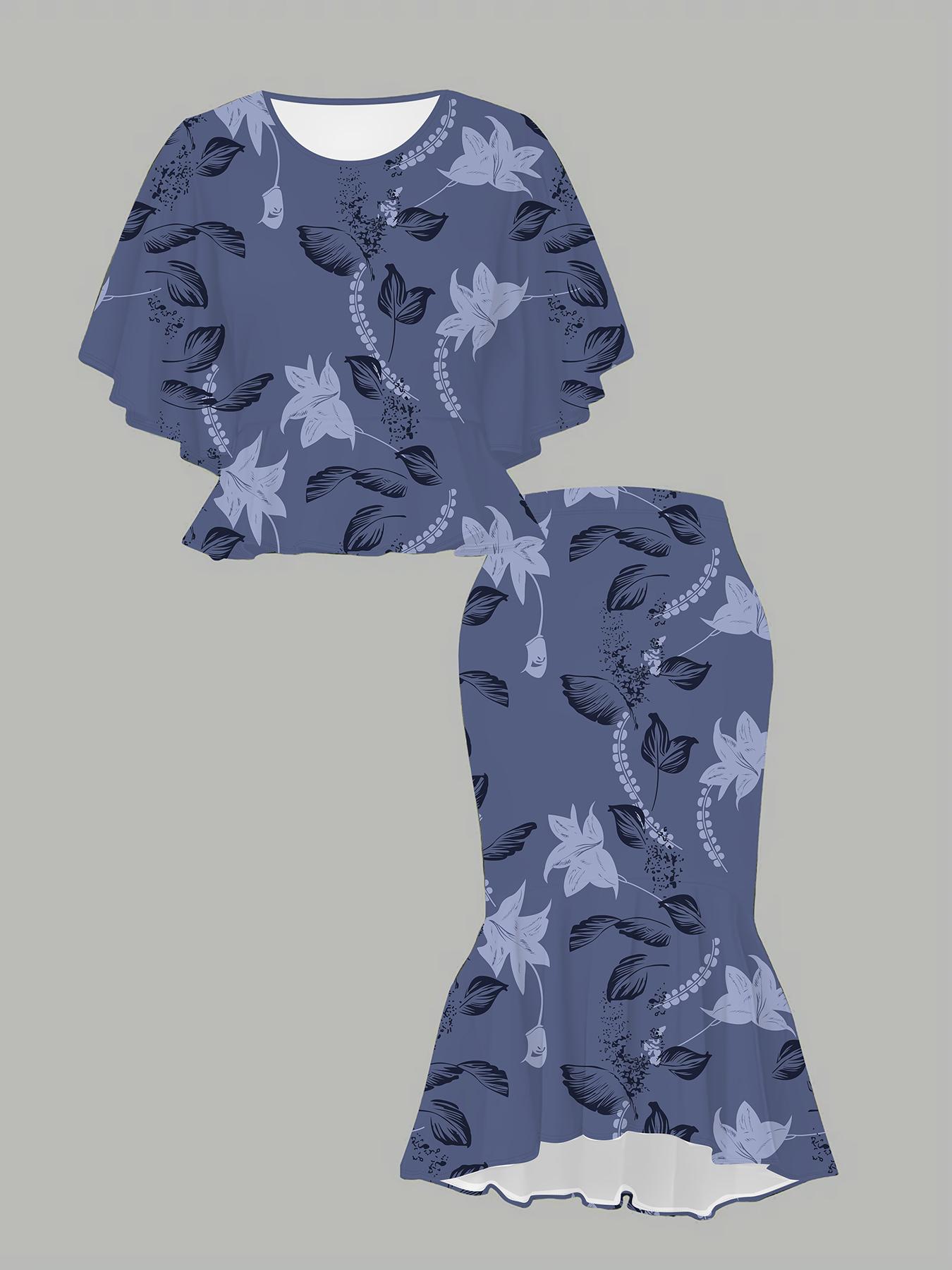 

Классический тотемный женский принт, напечатанный на 3D-принтере, Модный большого размера, Элегантный, Универсальный для всех сезонов. Футболка, Юбка и Комплект 1XL синий