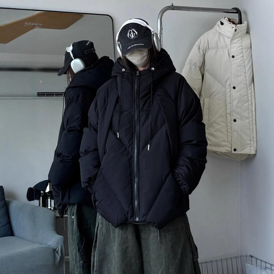 

Мужская зимняя новая стеганая куртка с капюшоном, стеганое хлопковое пальто большого размера, свободная стеганая хлопковая куртка с капюшоном XL чёрный