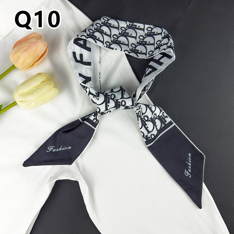 New Long Versatile Silk Scarf Tied Hair Band Bow Letter Floral Streamer Tied Bag Gift Small Silk Scarf