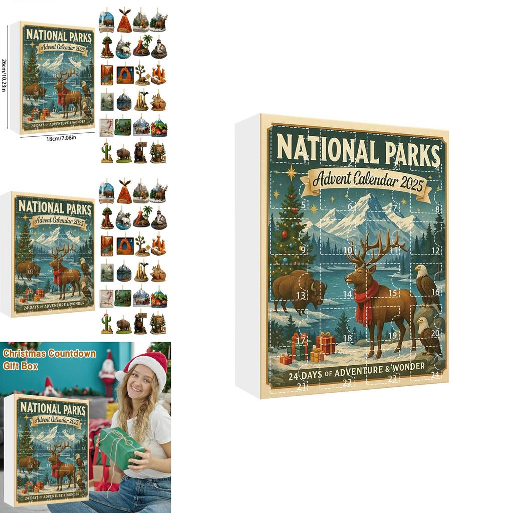 National Parks Christmas Countdown Calendar With Animal And Plant Figures For Festive Decorations