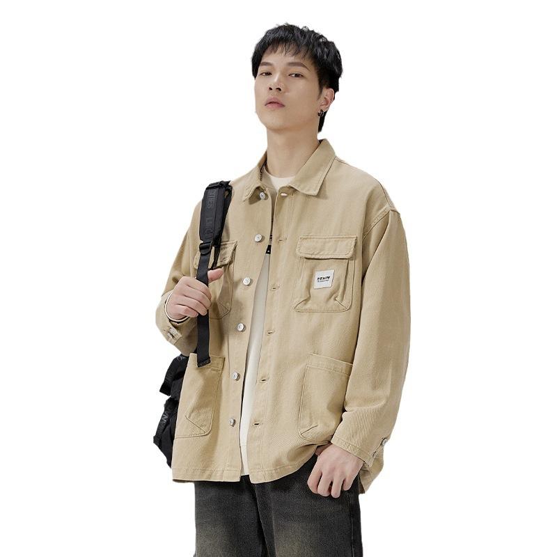 American Heavy Retro Denim Jacket Men'S Loose Large Size Trendy Handsome Tooling Jacket Trendy Brand