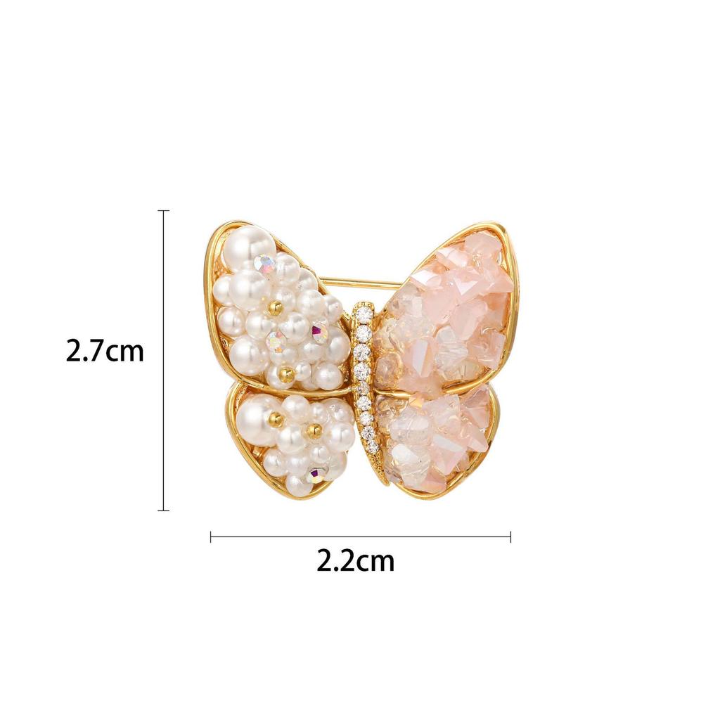 Snowflake & Butterfly Zircon Brooch with Freshwater Pearl for Women's Korean Style Suit Coat