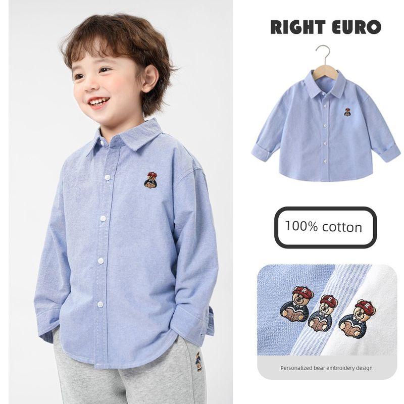 Right European Boys' Bear Series Academy Style Long-Sleeve Shirt 2026 Spring and Autumn New Children's Clothing Baby Top Trendy