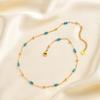 Handmade Turquoise Choker Necklace Beaded Cylinder Stone Chain for Women Summer Beach Boho Vacation Jewelry