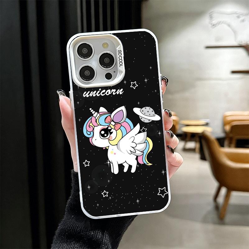 

Pink Unicorn Rainbow Soft Phone Case for iPhone 15 16 17 Pro Max 17Air 16E 14 Plus 13 12 Mini Shockproof Cover Back Shell iPhone 12 Mini