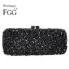 Boutique De FGG Luxury Women Black Crystal Clutch Evening Bags Wedding Bride Rhinestone Clutch Bag Party Dinner Diamond Handbags