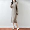 Women Sweater Dress 100% Wool TIDENOVEL O-neck Knit Long Pullover Winter Jumpers Wool Long Dress Female