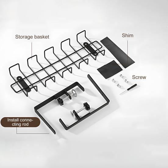 Under-Desk Cable Organizer Efficient Cable Management with Bracket And Hooks Drill-Free Clip-On Installation Home Desktop Accessory