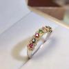 Colorful Gemstone Adjustable Women's Ring: Full Diamond Imitation Tourmaline Design, Hot-Selling and Elegant.