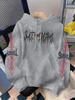 Dark Gothic letter print hooded sweater, the same street loose pullover for men and women