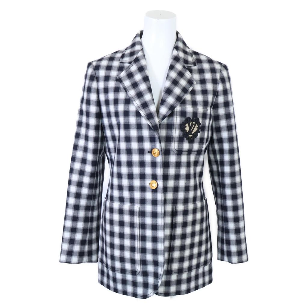 LOUIS VUITTON [Good condition/Domestic regular/2011 model] RW232W 012 FPVB01 Vichy check plain pie blazer/ Jacket 38 Black WhiteUsed