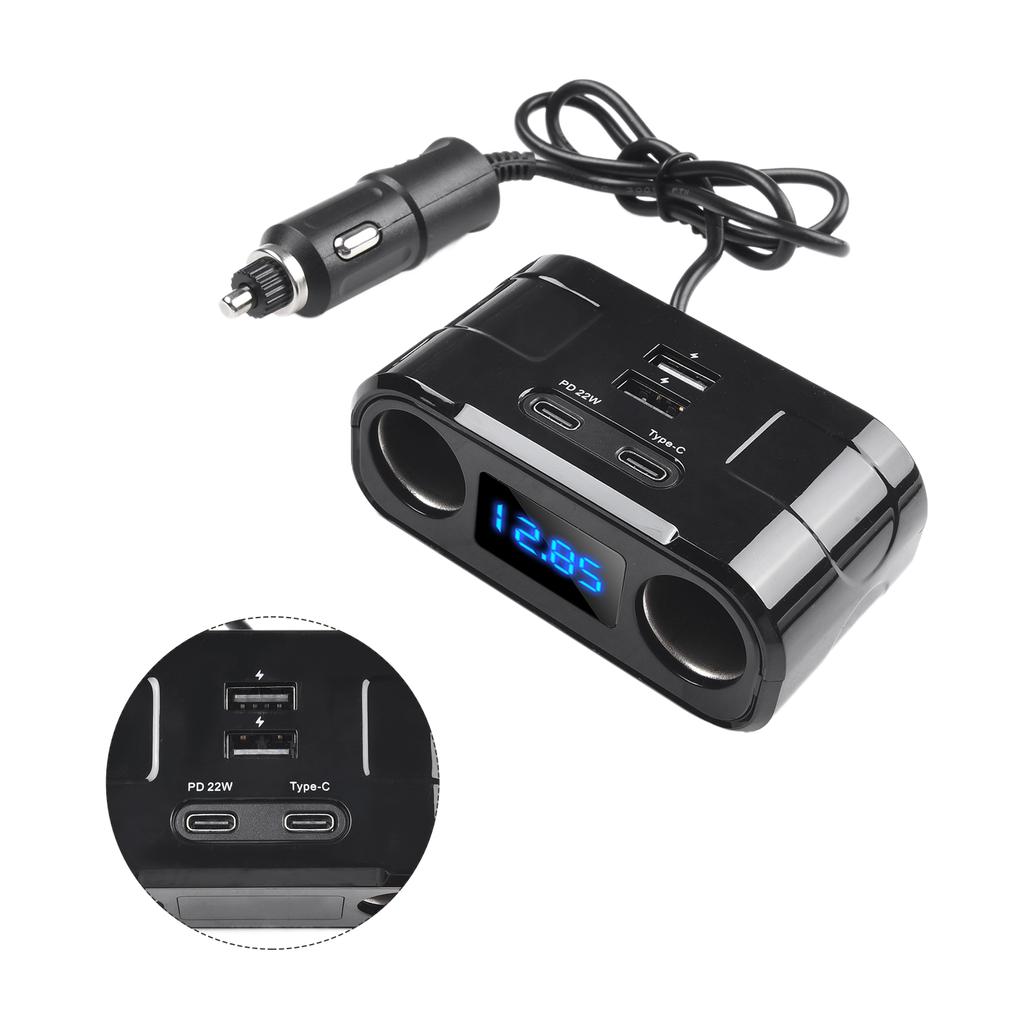 Super Fast Charging Power Splitter Overcurrent Protection USB Car Charger V V Power Splitter W PD Quick Charge