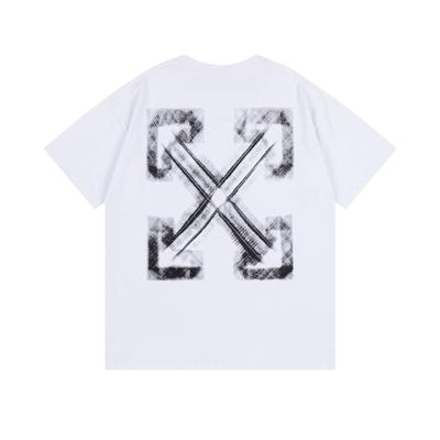 9014 Off-White Summer Men's and Women's Pure Cotton Print Oversized T-shirt Street Wear