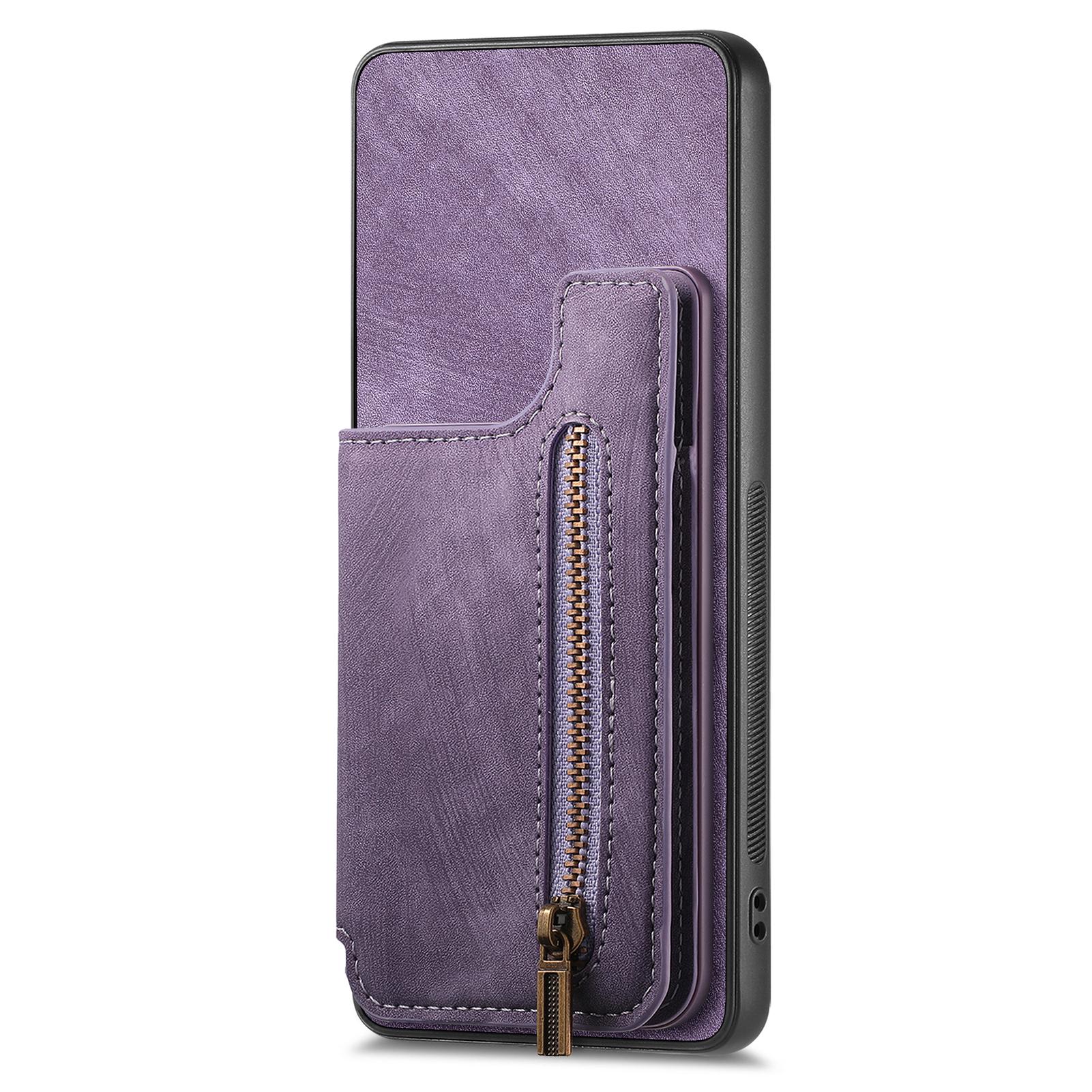 

For Google Pixel 9a Case with Zipper Card Holder Retro Leather TPU Phone Cover Blue