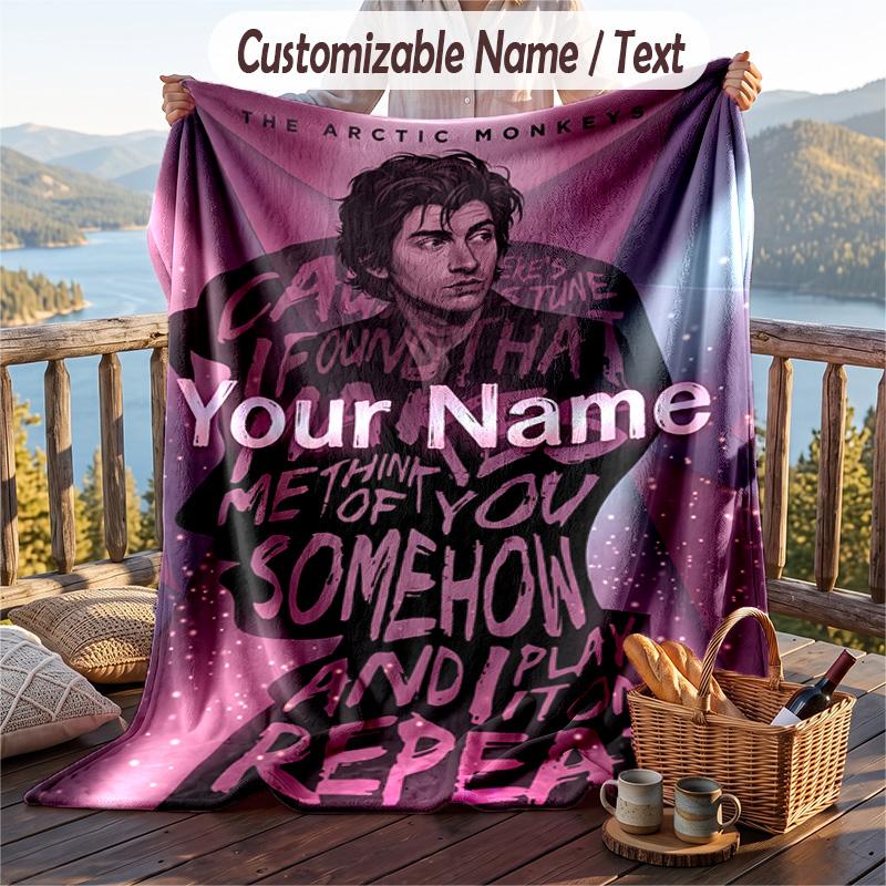Personalized Flannel Throw Blanket,Arctic Monkeys Custom Printed Name, Cozy Plush Blanket For Home Use