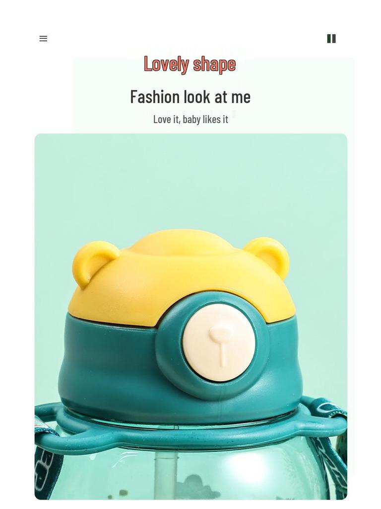 Portable Children's Straw Water Bottle with Strap for Elementary Students