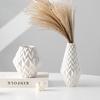 Simple Geometric Rhombus White Ceramic Vase Light Luxury Home Decoration Ornament High-End Art Flower Arrangement