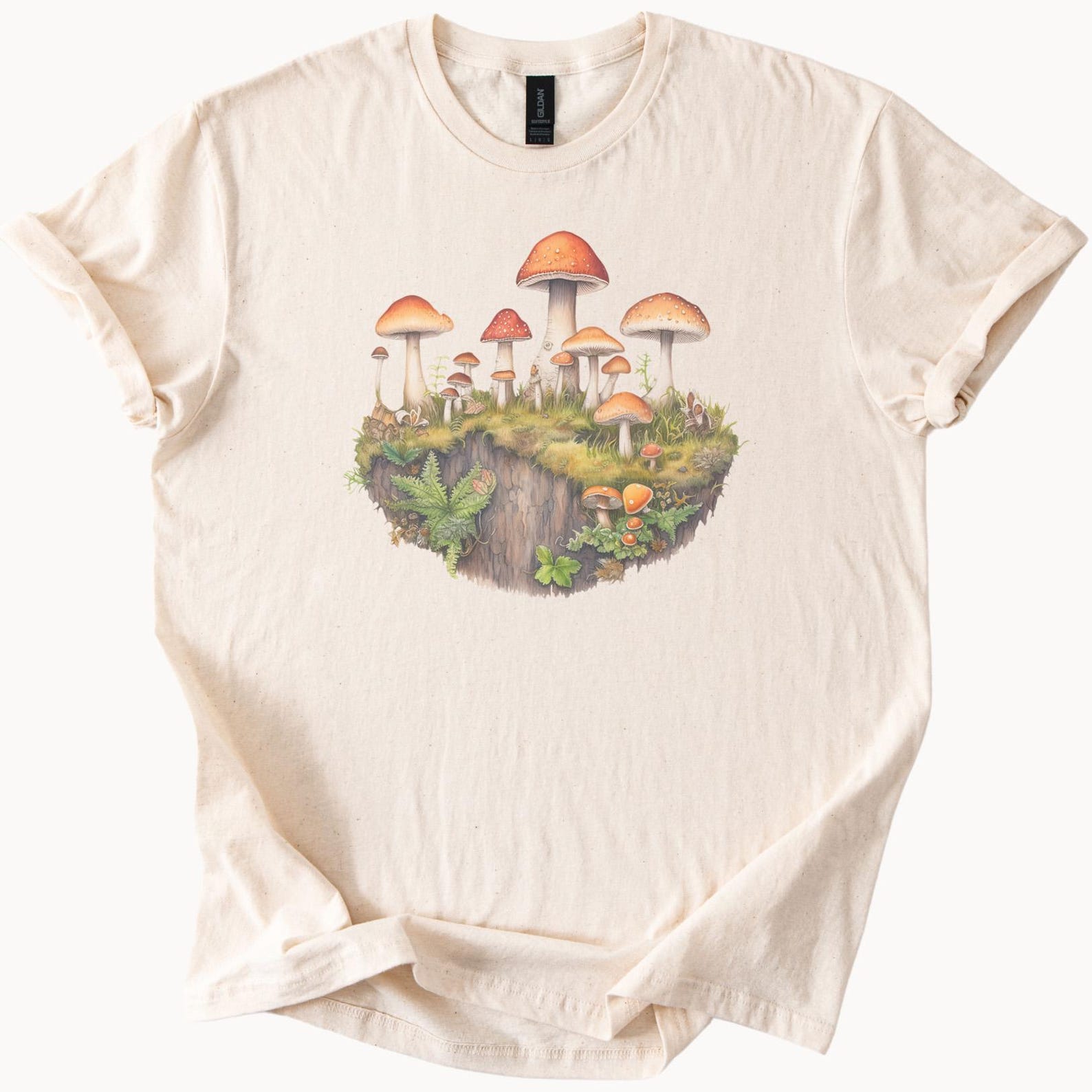 Mushroom Forest Graphic T Shirt Nature Fungi Botanical Art Tee Cottagecore Woodland Mushroom Shirt Aesthetic Nature Lover Gift 100