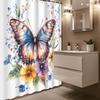 Aquarell Cartoon Schmetterling Blumiges Duschvorhang, 12 Haken, Hohe Qualität Für Badezimmer Dekor
