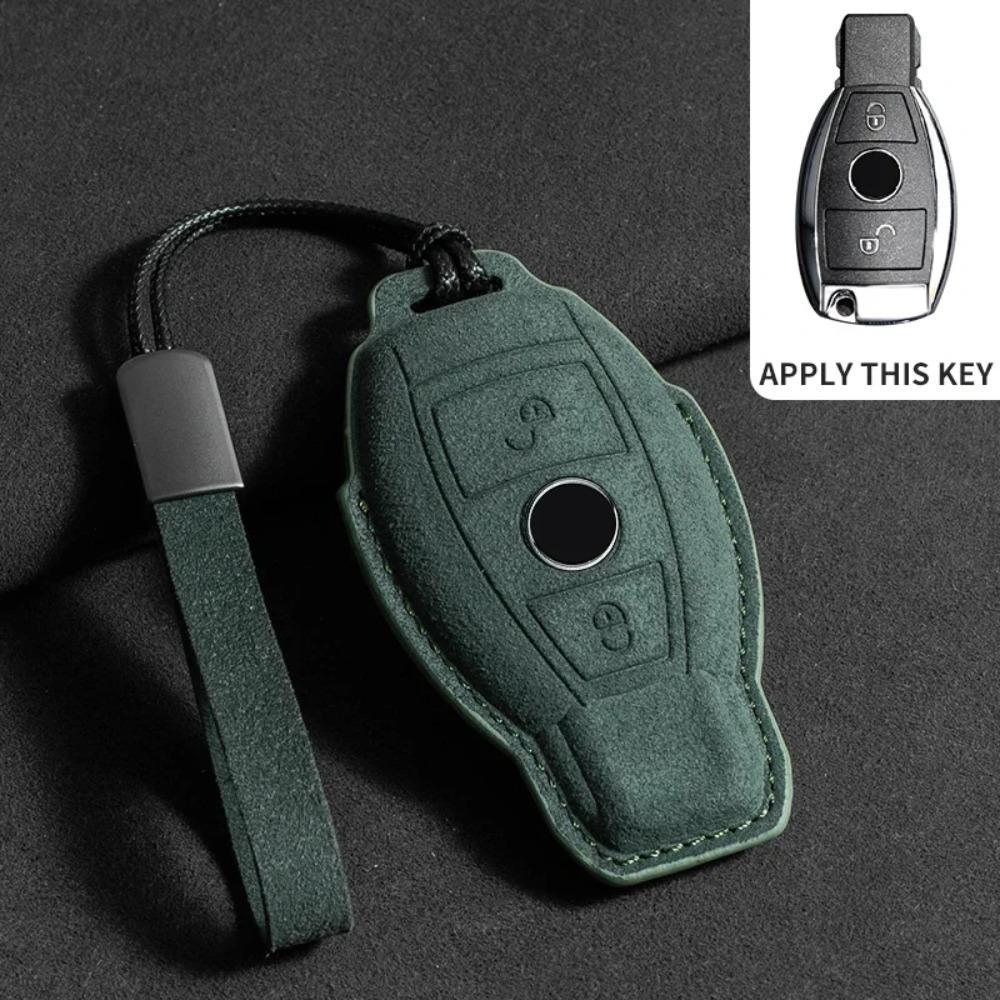 Suede Leather Car Key Case for Mercedes Benz E Class W213 W205 E200 E260 E300 E320 AMG CLA 2018 2019 2020 Remote Fob Shell Case