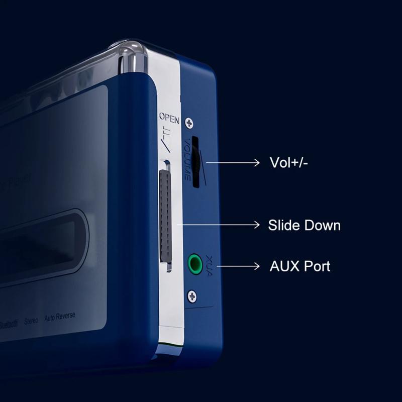 Nešiojamas retro kasetinis muzikos grotuvas asmeninis Walkman kasetės palaikymas 3,5 mm ausinės belaidis Bluetooth kasetinis grotuvas siųstuvas