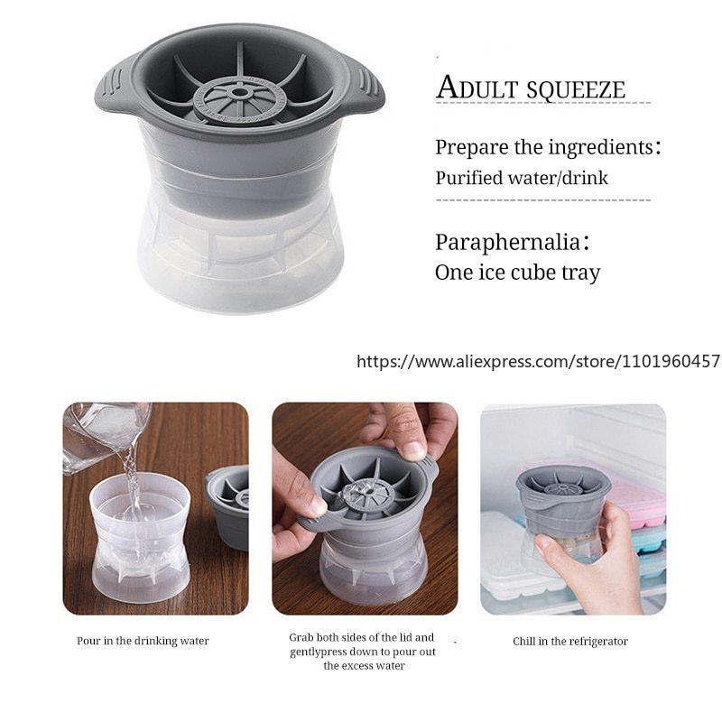 2 szt. Bar Whiskey Okrągła Kostkarka Do Lodu Silikonowa Duża Kula Kształt Sferyczna Kostkarka Do Lodu Maszyna Szybkie Zamrażanie Gadżety Kuchenne