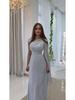 Luxury Spring 2025 Long Sleeve Silky Flowing Slim Fit Dress for Women