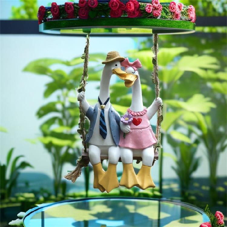 Delicate Couple Duck Garden Statue Cute Duck Art Decors Duck for Couple, Lover