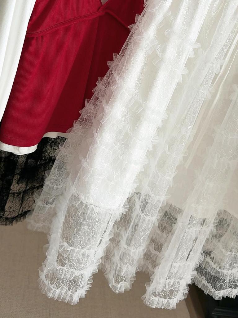Elegant Layered Mesh Cake Skirt: Women's High-Waisted Mid-Length for 2026 Spring/Summer