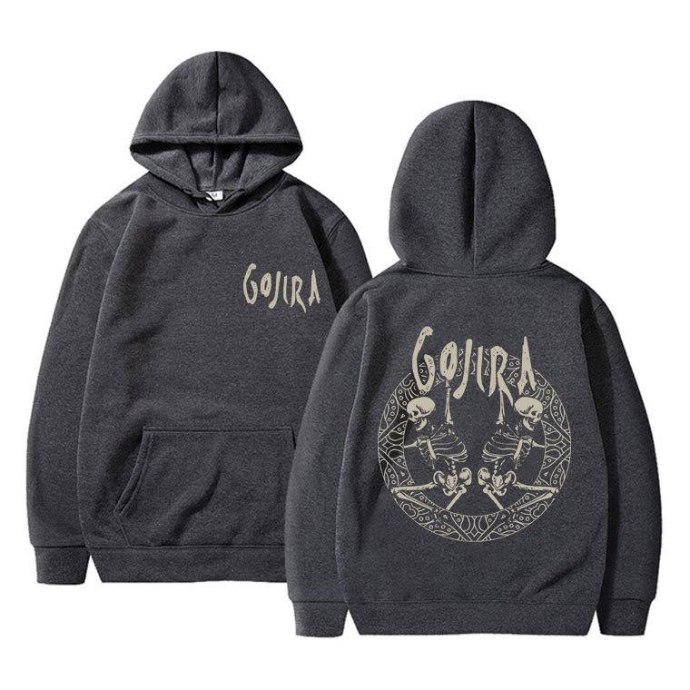 Metallband Gojira Skelett Doppelseitiger Grafikdruck Print Hoodie Herren Herbst Fleece Hoodie Langarm Mode Streetwear